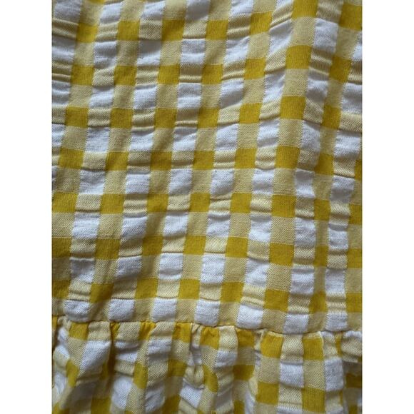 Old Navy Dress Large Yellow Gingham Seersucker Milkmaid Country Cottage Western - Picture 5 of 7